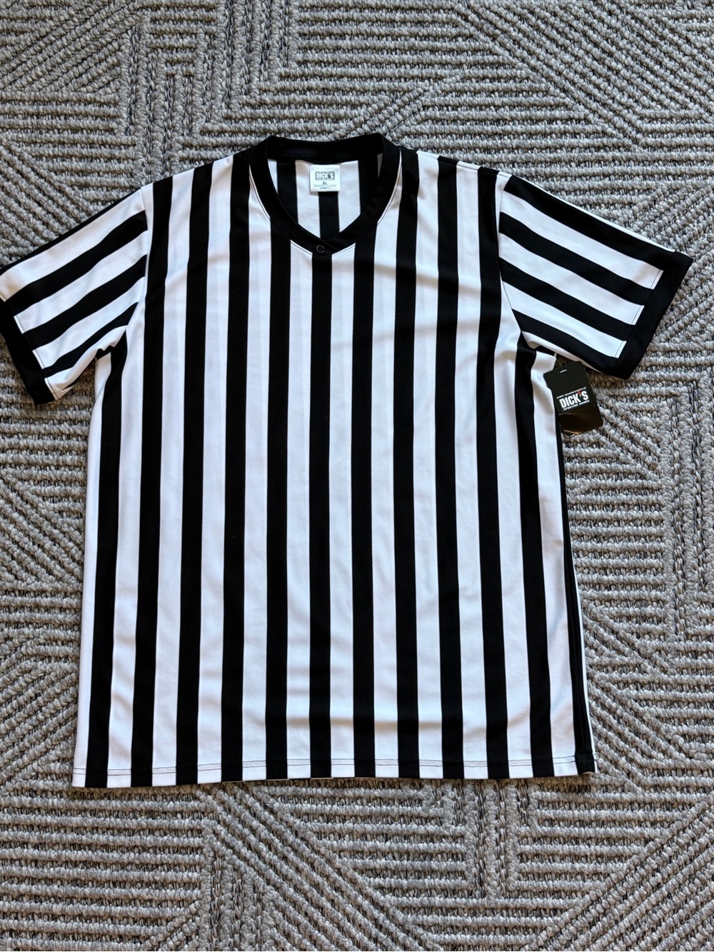 Dick's Sporting Goods Men’s Black & White Striped Short Sleeve Referee Shirt